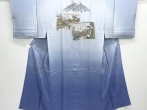 アンティーク　東海道五十三次模様男物長襦袢